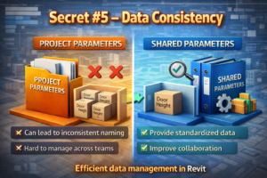 Revit shared vs project parameters data consistency comparison 3D illustration