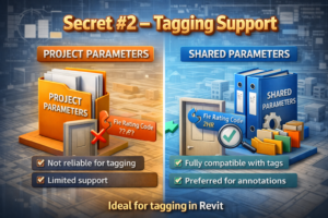 Shared vs project parameters tagging support visualization in Revit BIM