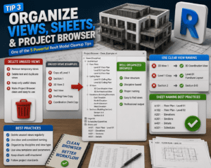 Organize views sheets and project browser in Revit model cleanup