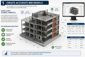 Create accurate BIM models in Revit for precise quantity takeoff and cost estimation