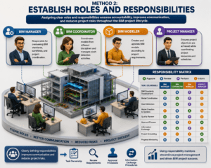 Method 2 BIM Execution Plan showing BIM Manager, Coordinator, Modeler, and Project Manager roles