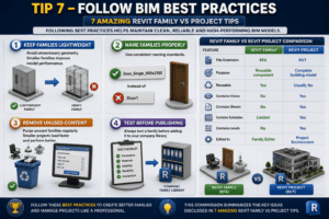 Tip 7 – Follow BIM Best Practices: Revit Family vs Revit Project comparison and BIM workflow guide