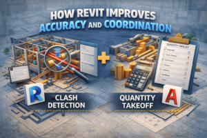 Digital construction workflow with system conflict checking and material measurement