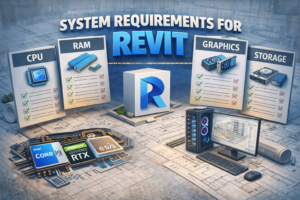 3D graphic representing computer specifications needed for professional design work