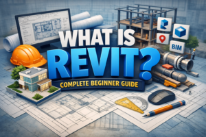 3D illustration showing a building information model created in Revit with architectural, structural, and MEP elements