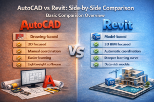 3D visual comparing a drawing-focused workflow with a model-based building workflow"