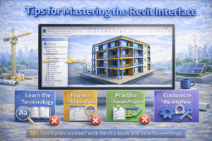 3D illustration showing practical tips for improving workflow and confidence while using a BIM software interface