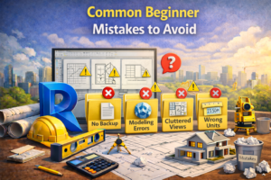 3D illustration showing common setup errors highlighted with warning icons, including missing backups, incorrect measurements, and disorganized views