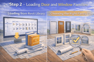 3D illustration showing component selection from a design library and choosing correct element types using visual comparison