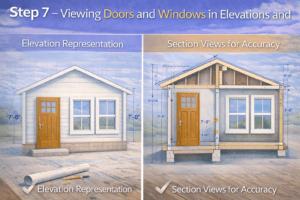 3D educational illustration comparing exterior face views with cross section views to verify dimensions and construction accuracy