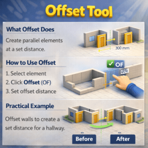 3D infographic showing walls duplicated side by side with a fixed measurement, including steps and before-and-after examples
