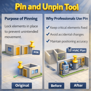 3D infographic showing building elements protected from accidental movement and later made editable when needed