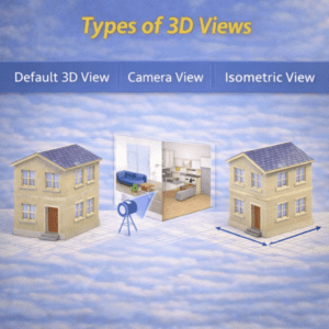 House model showing height, width, and depth measurements labeled around the structure