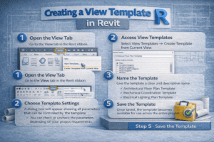 Autodesk Revit workflow illustrating how to create a view template from current view