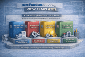 Revit workflow illustration showing discipline based view templates for architecture MEP