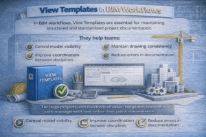 BIM project management diagram explaining view templates for standardized documentation