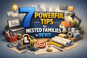 3D illustration of 7 Powerful Tips for Nested Families in Revit with tools and BIM elements