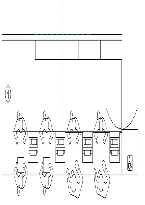 Powerful Retail Checkout Counter 4 Station Revit Family Front View