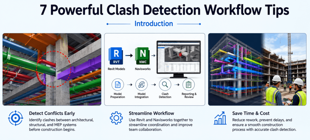 7 Powerful Clash Detection Workflow Tips using Revit and Navisworks for BIM coordination and construction conflict detection