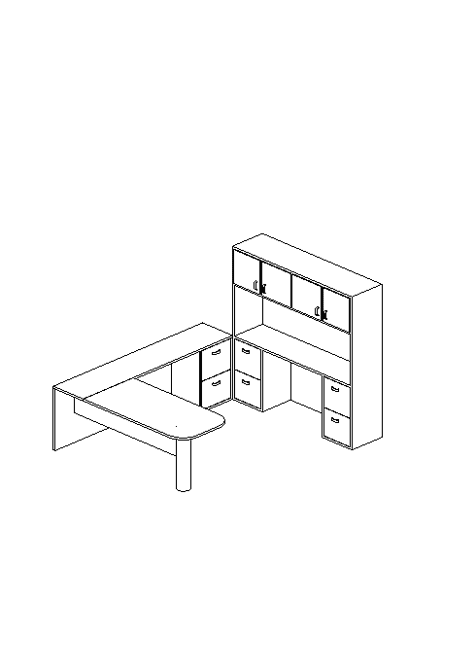1 Powerful L-Shaped Desk Revit Family with Hutch